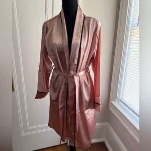 Elegant Pink Satin Robe Kimono